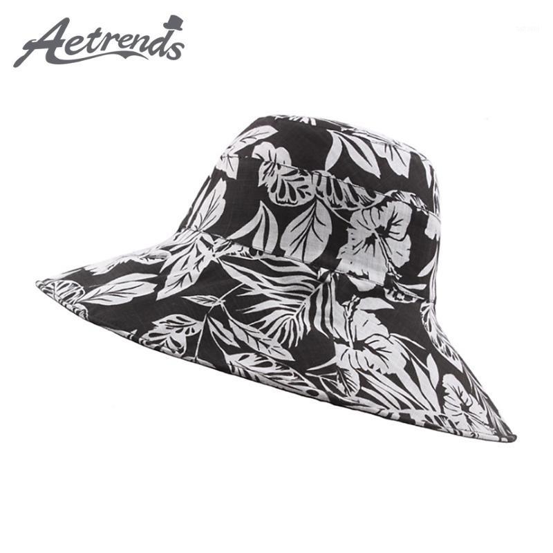 

AETRENDS] Anti-UV Wide Brim Sun Hats for Women Summer Panama Floral Bucket Hat UV Protection Sunscreen Beach Caps Z-68691, Black