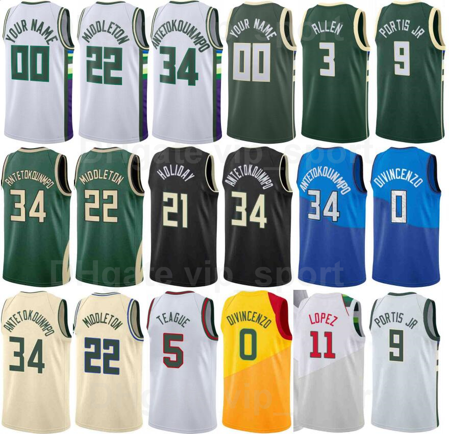 

75th Anniversary Basketball Print Donte DiVincenzo Jersey 0 Giannis Antetokounmpo 34 Jrue Holiday 21 Khris Middleton 22 Grayson Allen 7 Bobby Portis 9 George Hill 3, 75th white
