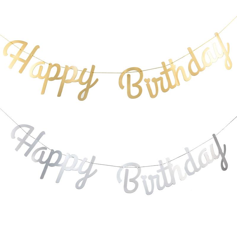 

Happy Birthday Bunting Banner Gold Sliver Letters Happy Birthday Garlands String Baby Shower Boy Girl Party Decoration