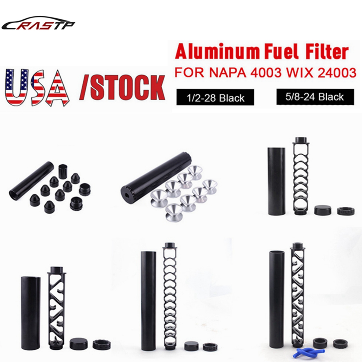 

USA STOCK 6" inch/10 inch Spiral 1/2-28 5/8-24 Single Core Aluminum Tube Car Fuel Filter Solvent Trap For NAPA 4003 WIX 24003 In Stock