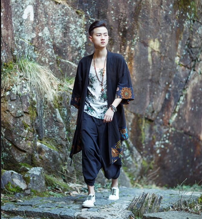 

2021 Wind New Clothes Han Clothing Chinese Attire Sun-protective Jacket Thin Linen Cotton Cover Long From Men YPNT, 11