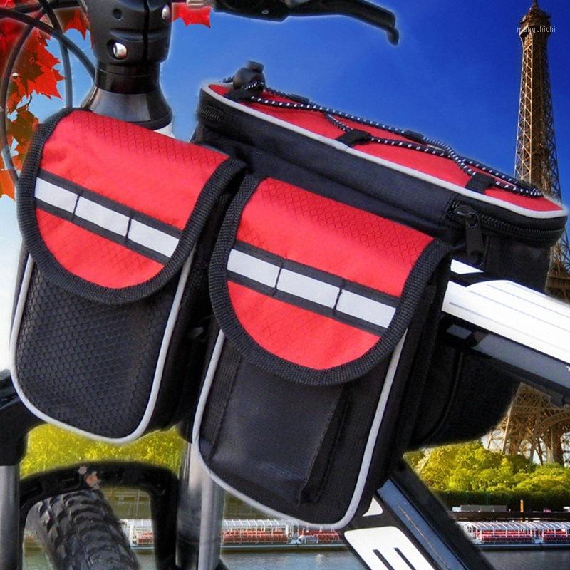 

Bicycle Frame Front Head Top Tube Waterproof Bike Bag&Double IPouch Cycling For 6.0 in Cell Phone Bike Accessories High Quality1, Red
