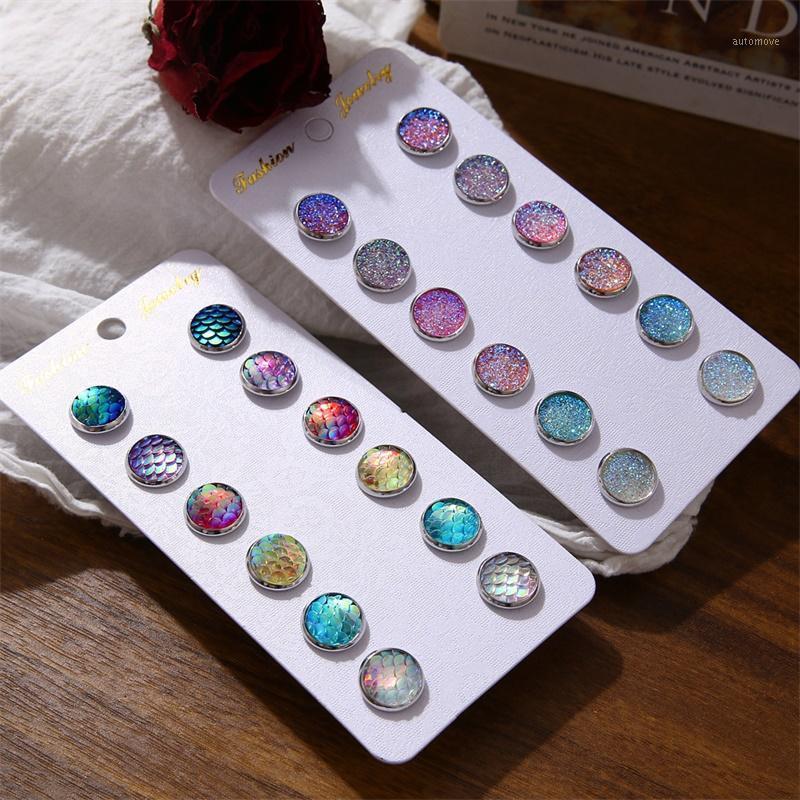 

Bling Colorful Earring Sets 6 Pairs / Set Mixed Color Cute Round Stud Earrings For Women Fashion Jewelry Birthday Gift Wholesale1