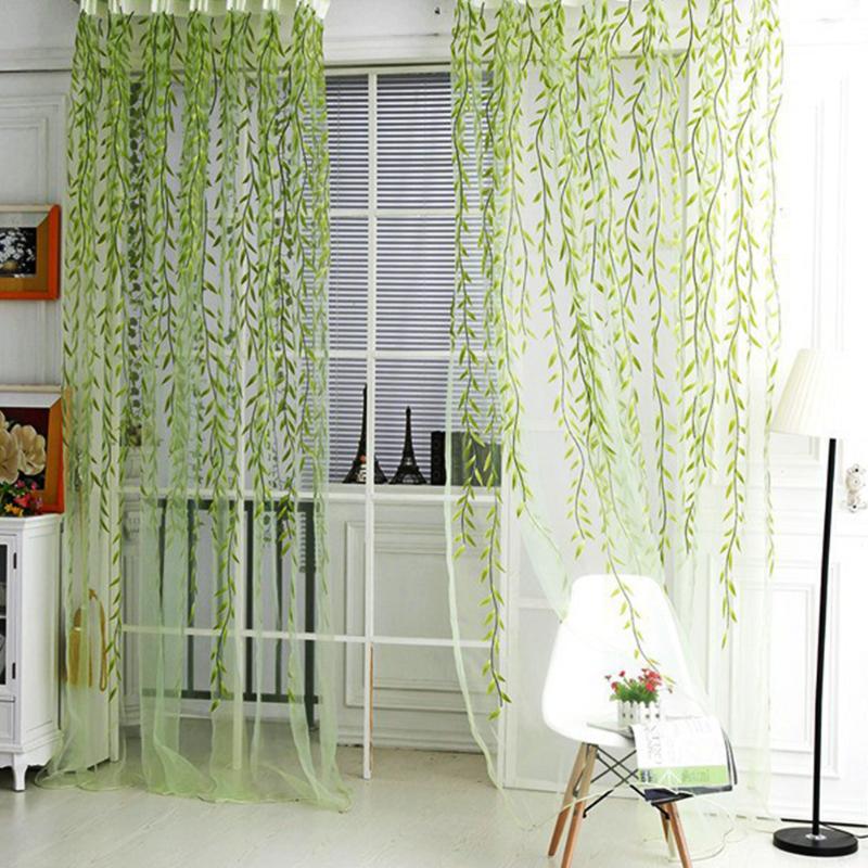 

1m*2m Artistic Room Willow Pattern Voile Window Curtain Sheer Panel Drapes Scarfs Curtain, Green