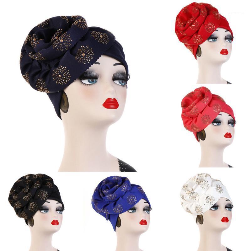 

Fashion Women Floral Rhinestone Keep Warm Solid Hat Beanie Turban Head Wrap Cap Lightweight and comfortable materials1