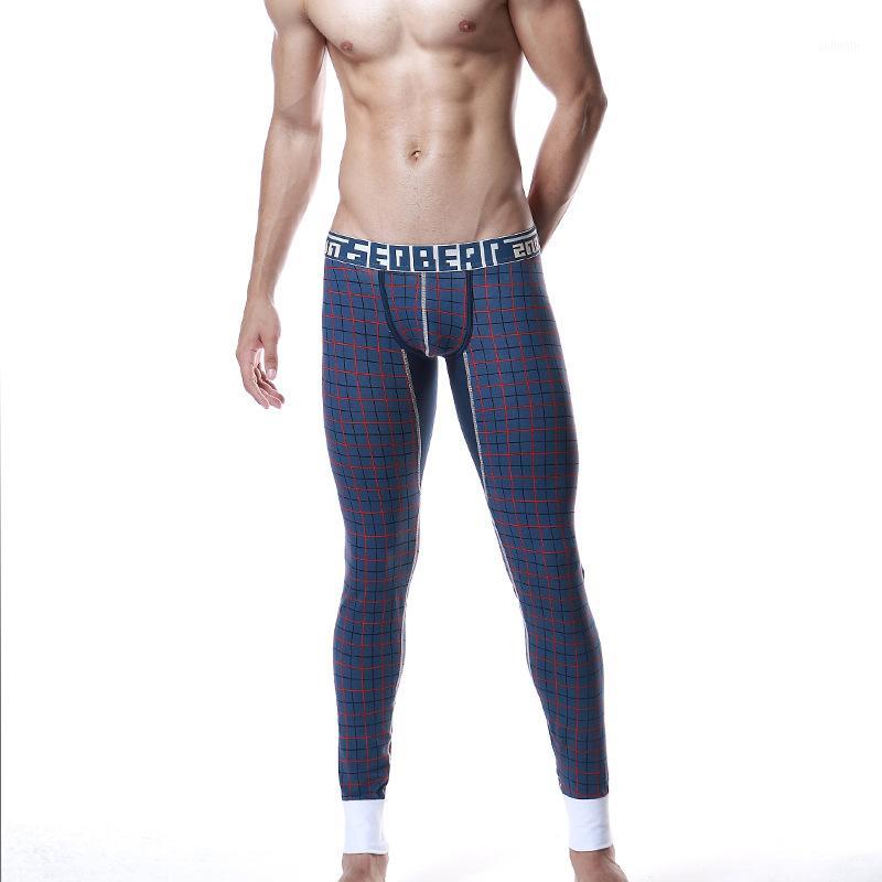 

2020 lounge Clothes Spring navy Men 's warm trousers comfortable breathable cotton lattice pants full length trainning leggings1, Blue