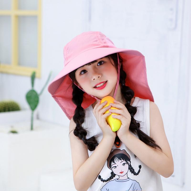 

Outdoor Flap Cap With Chin Strap Children Lightweight Foldable Adjustable Sunshade Neck Cover Sun Hat Sportswear Hiking Caps