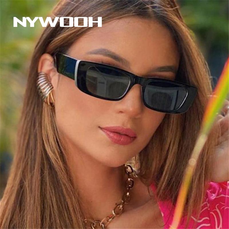 

NYWOOH Retro Small Rectangle Sunglasses Women Ins Popular Fashion Jelly Color Eyewear Men Square Sun Glasses Shades UV400