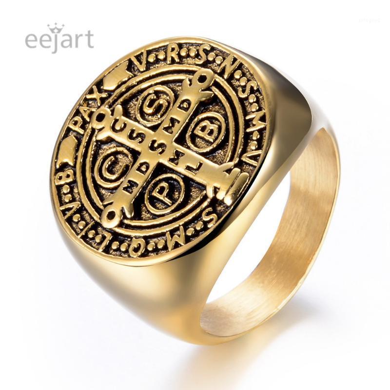 

Cluster Rings Punk Style Gold And Silver Color 316L Stainless Steel Cross For Men1