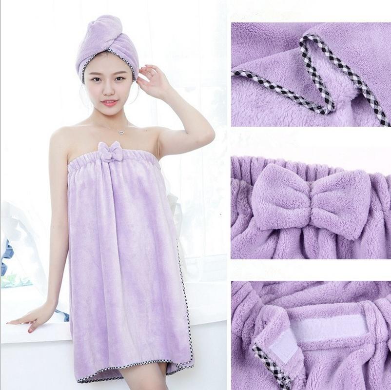 

Quick-drying Microfiber Thick Bath Towel Women Bathroom Super Absorbent Bath Robe Hair Towel Set /chl198-GXX