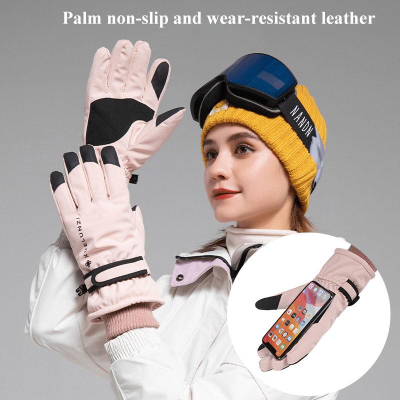

Autumn and winter outdoor skiing gloves women's warm and plush anti water splashinganti-skid wear-resistant, touchscreen cycling