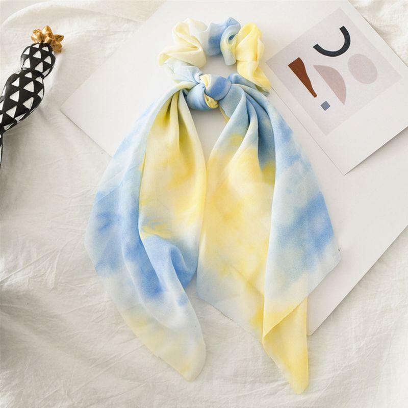 

Chiffon Ribbon Bow Scrunchies Scarf Contrast Tie-Dye Elastic Ponytail Hair Ties 449F1