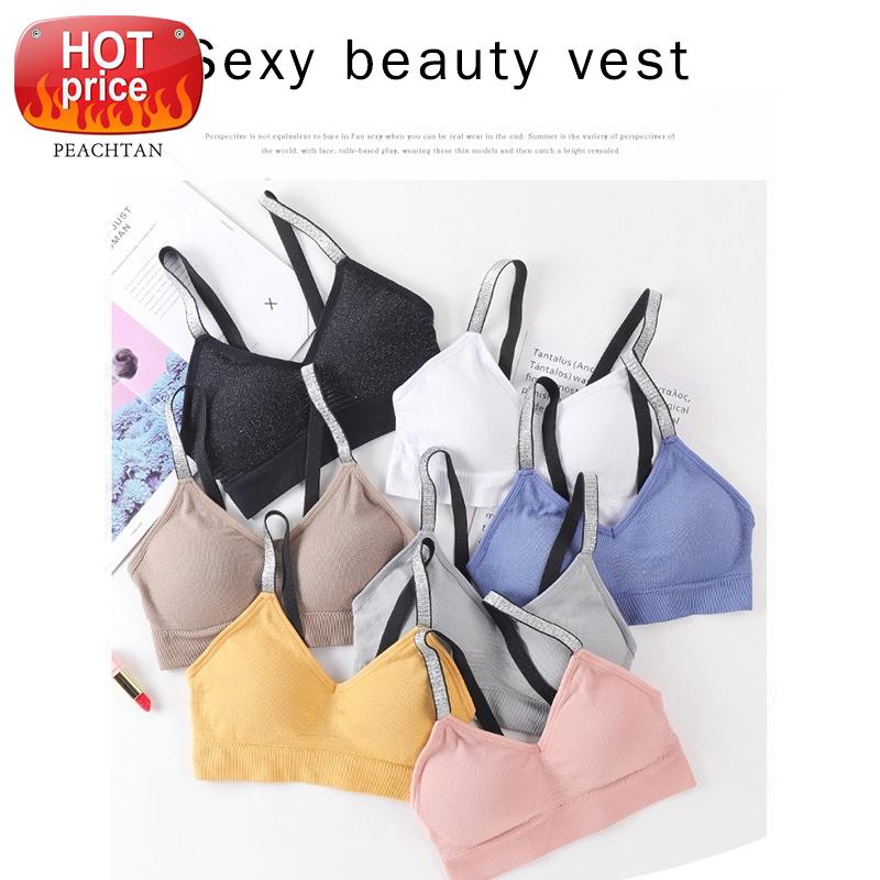 

Peachtan Bandeau yoga bra Multicolor Sports wear Sexy Gym wear Patchwork quick dry Women Fitness Shiny sportwear 2020 Workout #BH1Z, White