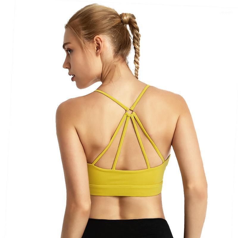 

2020 Summer New Style Medium Strength Shockproof Sports Bra Running Gather Stereotypes Yoga Bra Vest Women Fitness Gym Bras1, Yellow