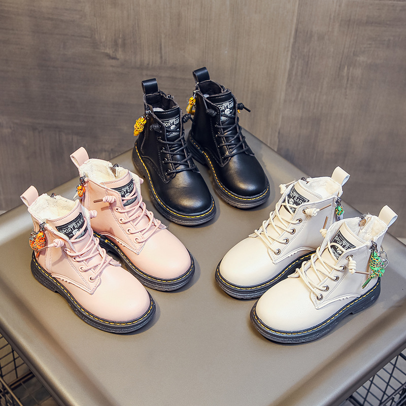

Children's shoes 2020 winter new baby boys girls soft-soled zipper short boots children's cotton shoes, Black