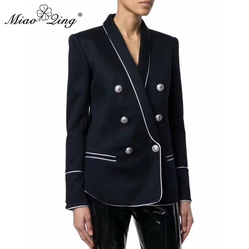 

MIAOQING Fall blazer women' lapel long-sleeved plus-size blazer women' new fashion trend 2020 South Korea, Black