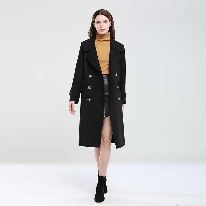 

New simple double faced cashmere overcoat in autumn and winter 2021, Black
