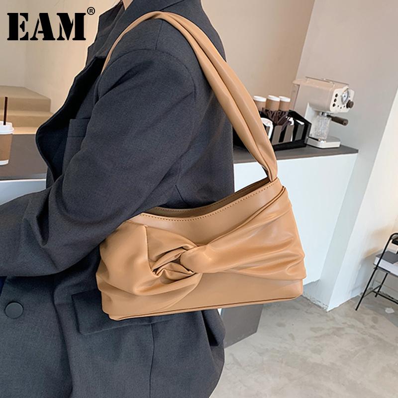 

[EAM] Women New Vintage Criss-cross PU Leather Flap Personality All-match Crossbody Shoulder Bag Fashion Tide 2021 18A1653, Khaki