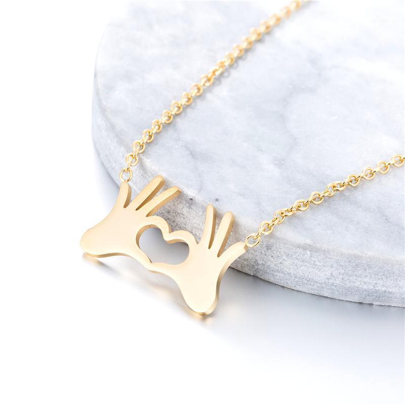 

Trendy Hand of Necklace Stainless Steel Heart Pendant Necklaces for Women Jewelry Gift Lover Gifts1