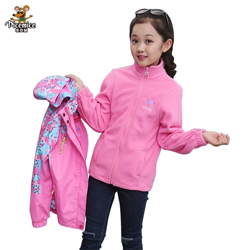 

Autumn Winter Children Girls Polar Fleece Two-piece Suit Jacket Kids Girls Soft Fur Outerwear Woolen Sweatshirt Clothing 201208, Sky blue