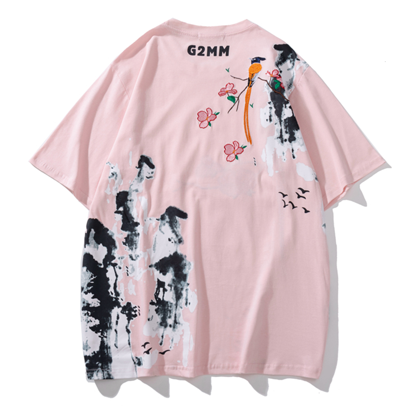 

2021 New Aelfric Eden Hip Hop t Shirt Men Ink Painting Embroidery Casual Tshirts Streetwear Summer Fashion Loose Cotton Short Sleeve 4sh9, Black