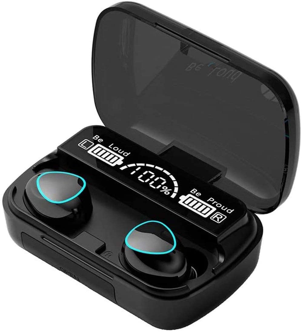 

M10 TWS Wireless Earbuds Bluetooth 5.1 Headphones Stereo IPX7 Waterproof Wireless Earphones with 2000mah LED Display Charging Case, Black