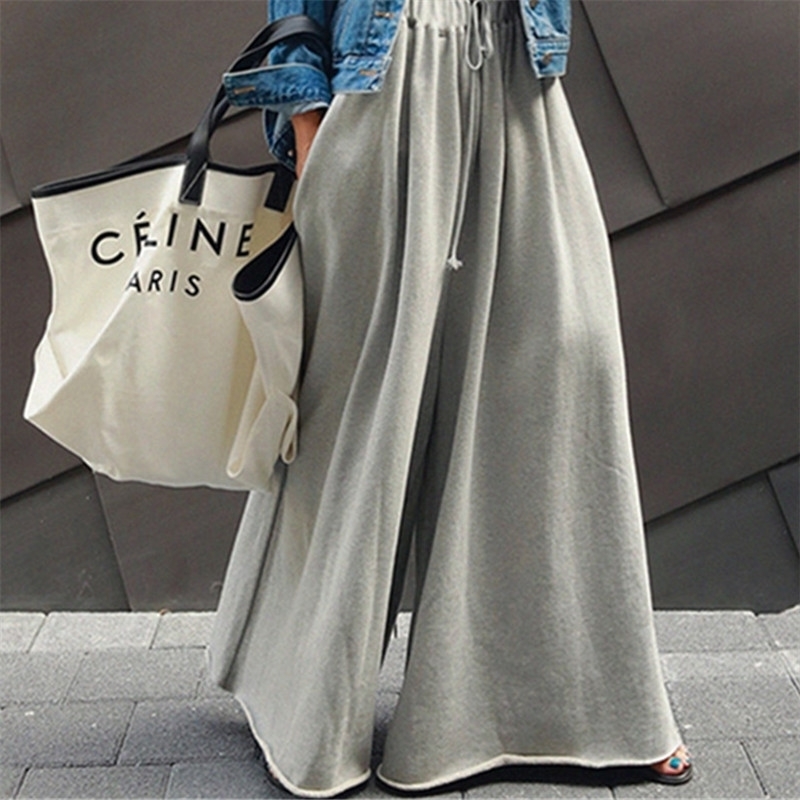 

Spring Wide Leg Loose Pants Elastic Waist Long Capri Pants Casual Students Fashion Hoodie Pants Fashion 201118, Red