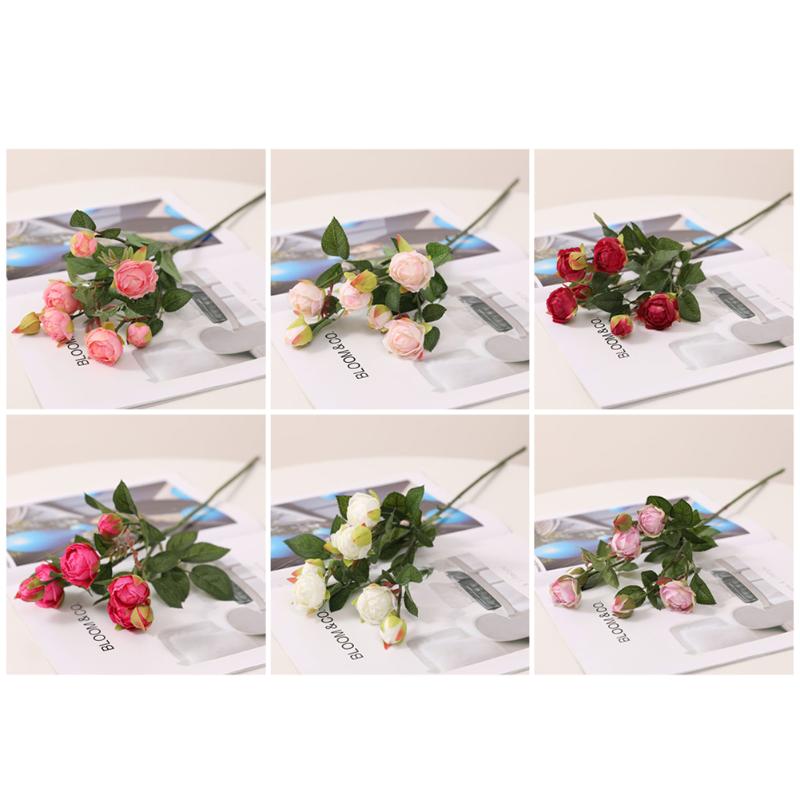 

Wedding Decoration 7 Heads Artificial Rose Flower Bouquet Silk Fake Flowers Holding Garden Supplies Floral Bouquet, White