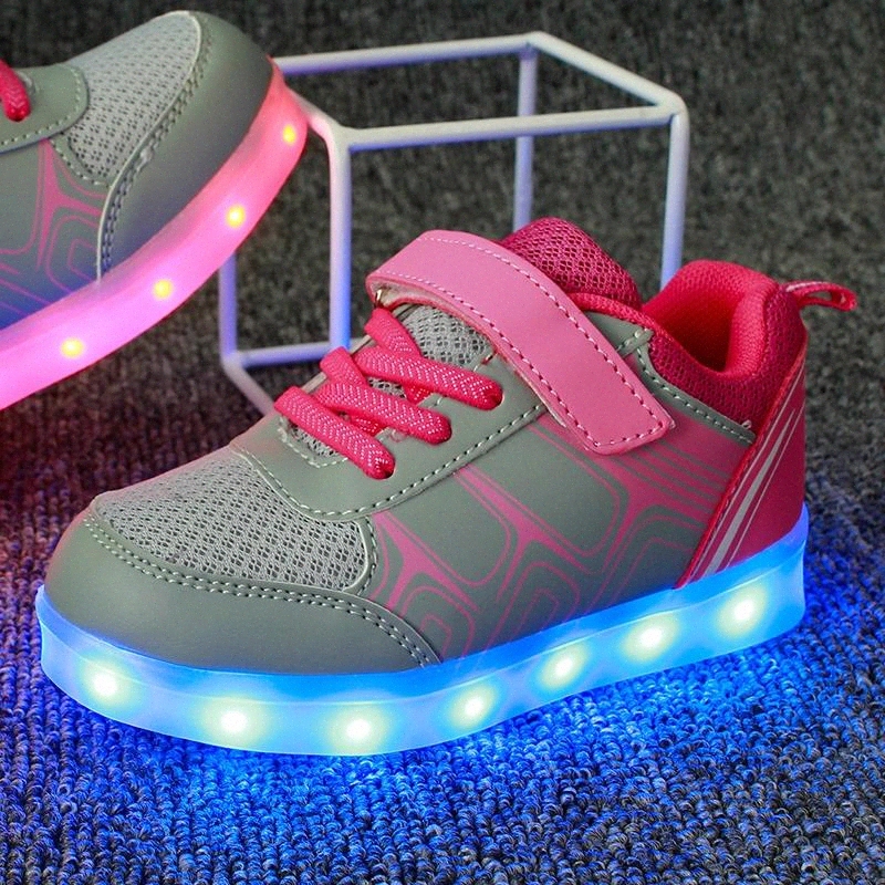 

Led Children Shoes Fashion 2018 USB Charging Basket Shoes With Light Up Kids Casual Boys&Girls Luminous Sneakers Glowing Shoe #R46w