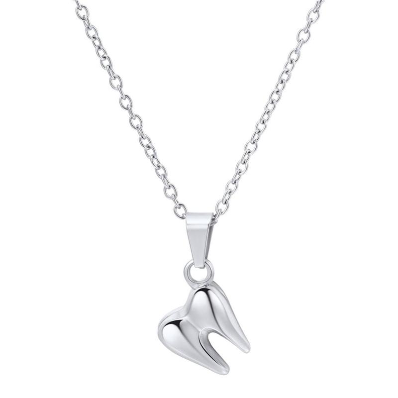 

Hot Sale Wholesale Handmade Stainless Steel Personality Tooth-Shaped Necklace High Quality Male and Female General-Purpose