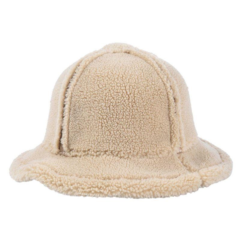

Women Reversible Suede Cap Faux Fur Fleece Bcket Hats Winter Casual Warm Hat, Beige