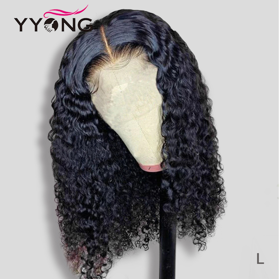 

YYONG 6x1 Topline Lace &13x4 Lace Front Human Hair Wigs Brazilian Water Wave Human Hair Short Bob Wig With Pre Plucked Hairline, 13x6 t part lace bob