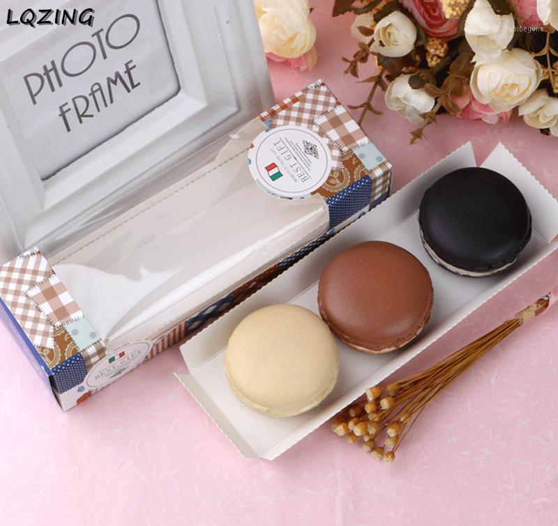 

Best Gift Dessert Macaroon Carton Long Cake Packaging Boxes with Plastic Transparent Lids Kraft Cardboard Paper Gift Box 20pcs1