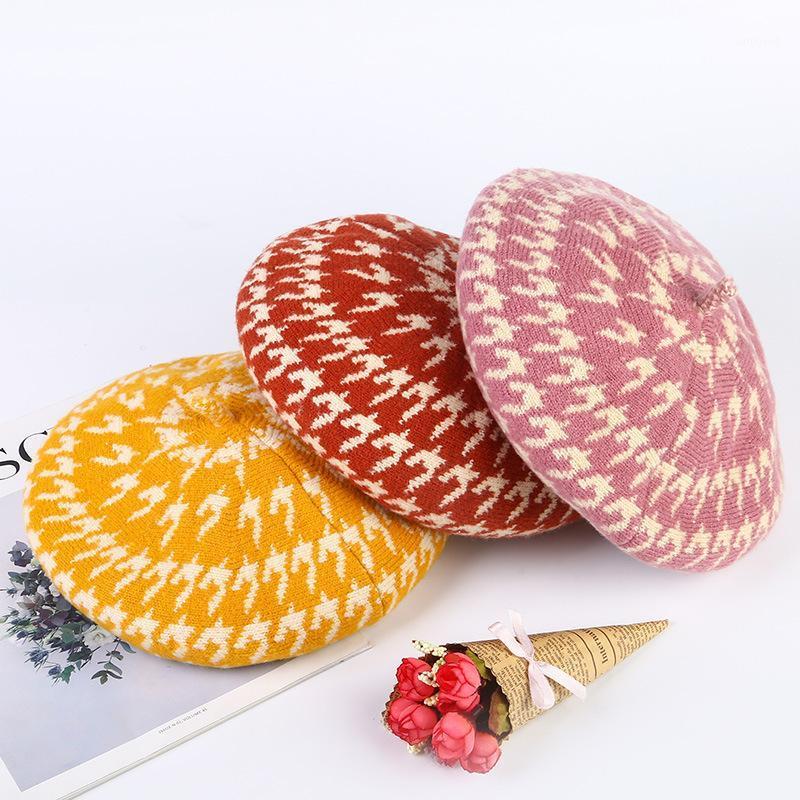 

Berets Fashion Elegance Women's Plaid Cap Winter Soft Warm Wool Beret Beanie Hats French Style Vintage Female Bonnet Caps1, Yellow