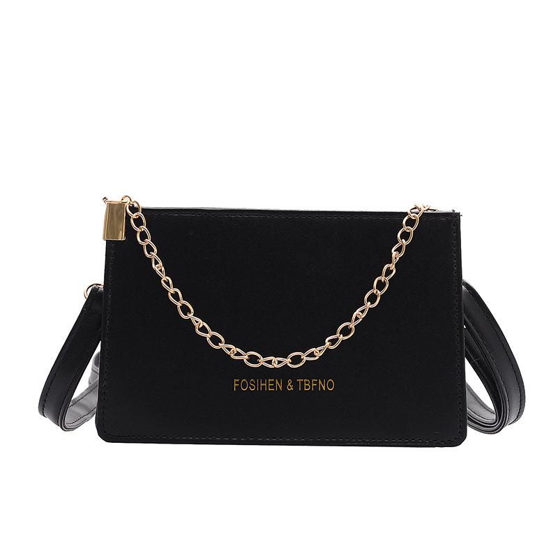 

2021 New autumn and winter handbag shoulder bag handbag zipper type PU messenger bag Women's shoulder, Black