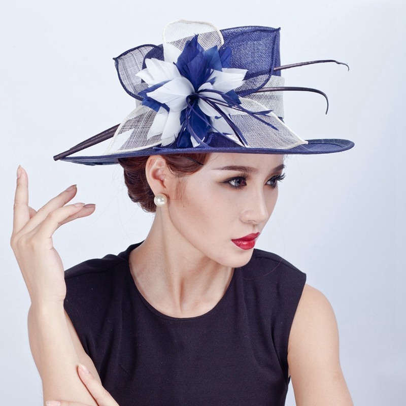

Women Chic Fascinator Hat Cocktail Party Fedora Hat Fashion Headwear Bride Wedding Hair Accessories Lady Church Sinamay Hats 201013, Red