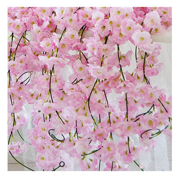 

1pcs Artificial Cherry Blossom Vines 2M Hanging Silk Flowers Garland for Wedding EIG88, White