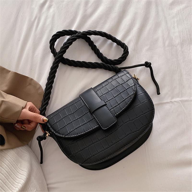 

New Women's Fashion Shoulder Bag Personalized Retro Crocodile Pattern High Quality Pu Leather Messenger Bag Daily Shopping, Black
