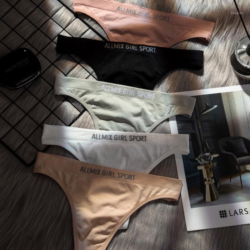 

Sexy Thongs Women Letter Pattern Low-waisted Cotton Panties G-String Briefs Women Underwear Female Underpants Pantys Lingerie1, Black