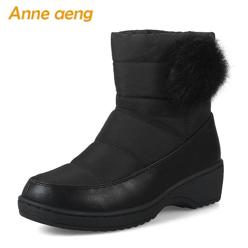 

2020 New Winter Ankle Boots Middle Wedge Heel Waterproof Slip-On Sexy Ladies Women Shoes Black Short Down Snow Boots Big Size, White
