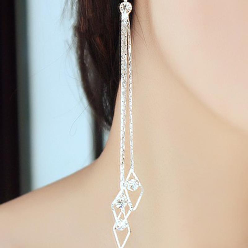 

Jiayiqi 2020 Rhinestone Long Tassel Zircon Earrings Shining Charming Glory Independent Style Crystal Earrings Gifts For Ladies