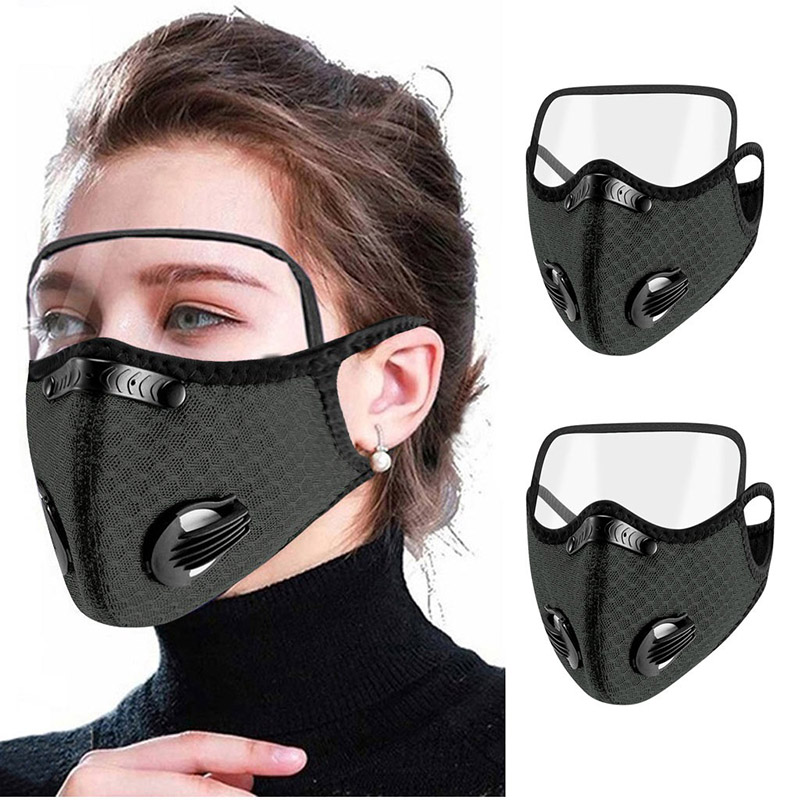 

Face Mask With Eye Shield Cycling Outdoor Dust-proof Droplet-proof Goggles Breath Valve Protection 7 Style Free Shipping