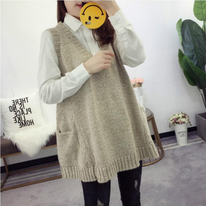 

Womens Vest Large Size Vest Knitted Sweater 2020 New Sleeveless Loose Coat Sherpa Chalecos Para Mujer, Dark grey