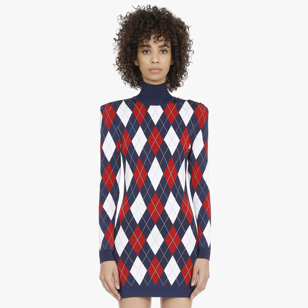 

2021 The New a Chess Woman's Newcomer Autumn Knit High Bandage Turtleneck Night Dress Party 9bpr, Blue