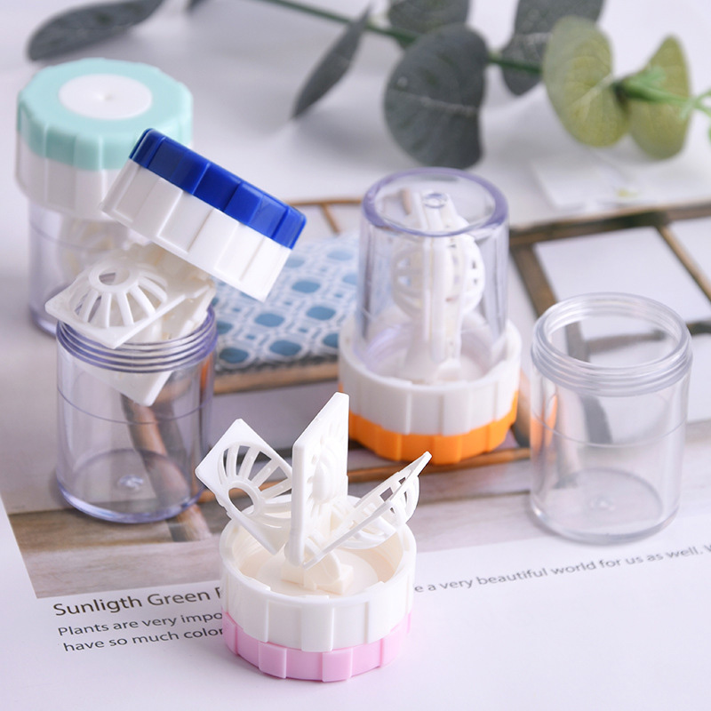

4 Colors Contact Lens Cleaner Portable Manual Rotating Contact Lens Case for Myopia Manual Cleaner Glasses