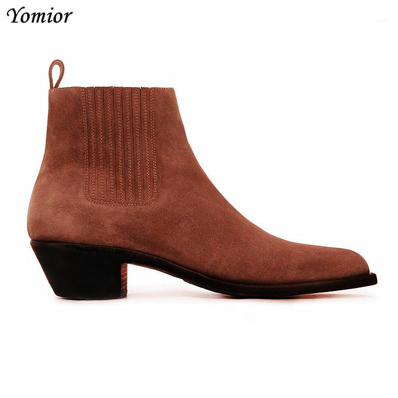 

Yomior 2020 Handmade Vintage Men Real Leather Shoes Vintage Gentleman Dress Pointed Toe Ankle Boots Slip-On Wedding Boot1, Black