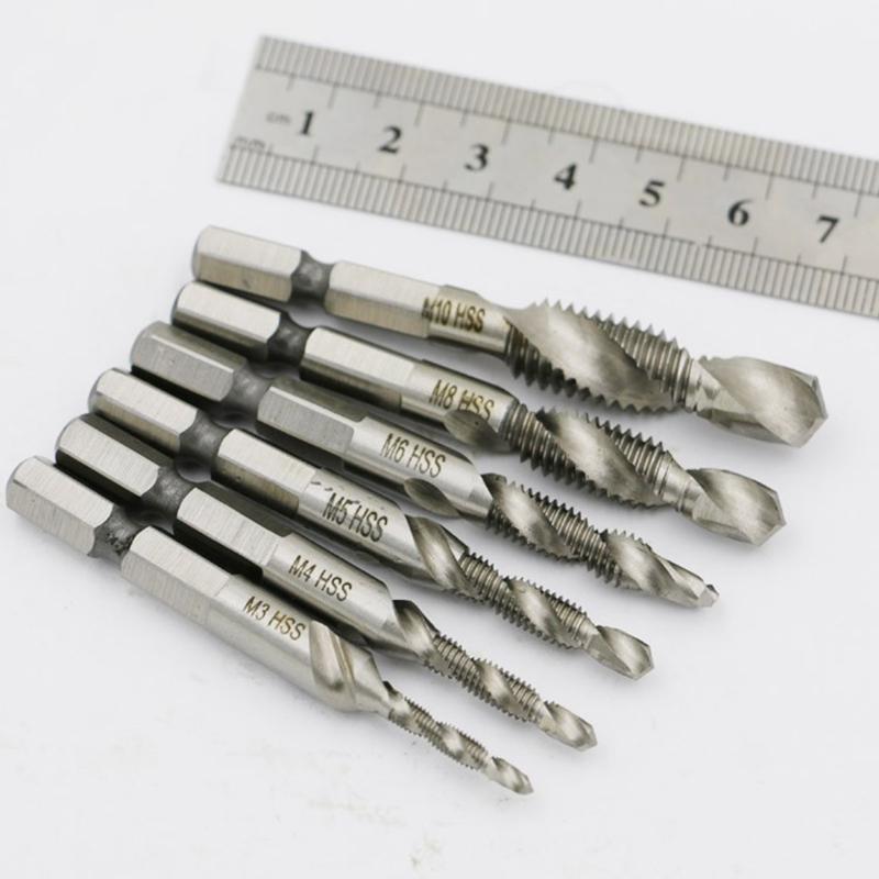 

Hex Shank HSS Screw Spiral Point Thread Metric Plug Drill Bits 6pcs/set Hand Tap Drill M3 M4 M5 M6 M8 M10 Hand Tools