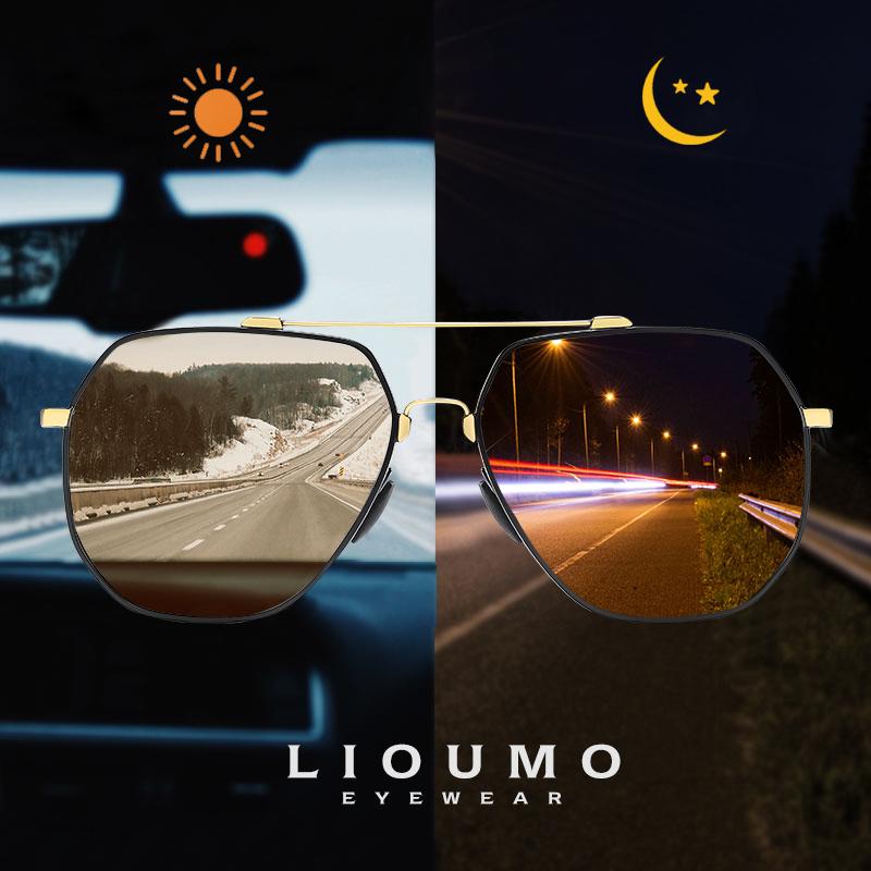 

LIOUMO Design Fashion Polygon Sunglasses Men Photochromic Polarized Driving Glasses Women Anti-Glare Eyewear gafas de sol hombre