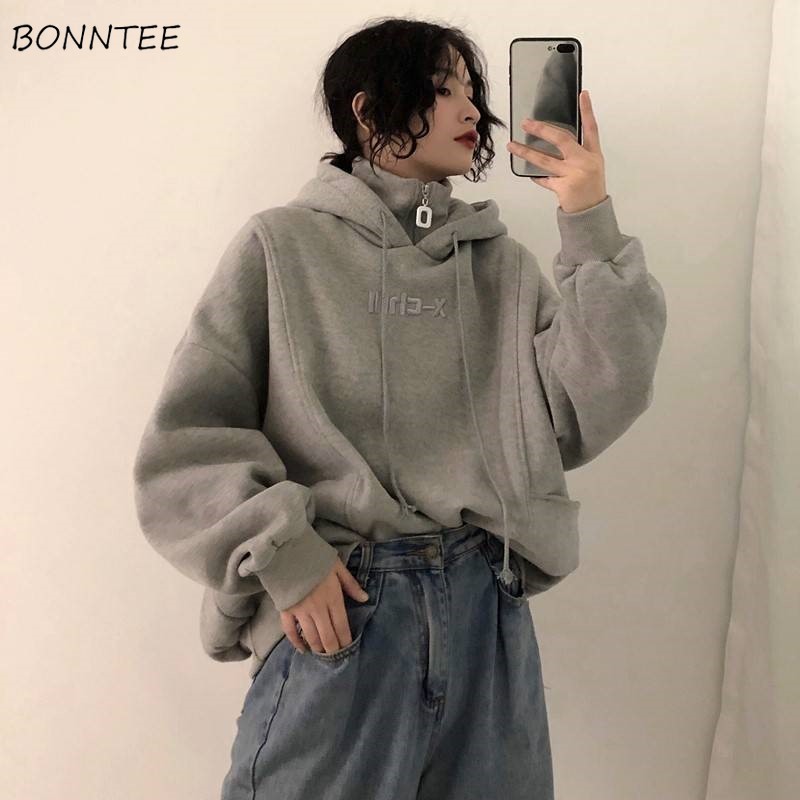 

Februaryfrost Hoodies Women Autumn Winter Trendy Korean Style Simple Casual Ulzzang High Quality Streetwear Soft Loose Solid Womens Clothing, Yellow