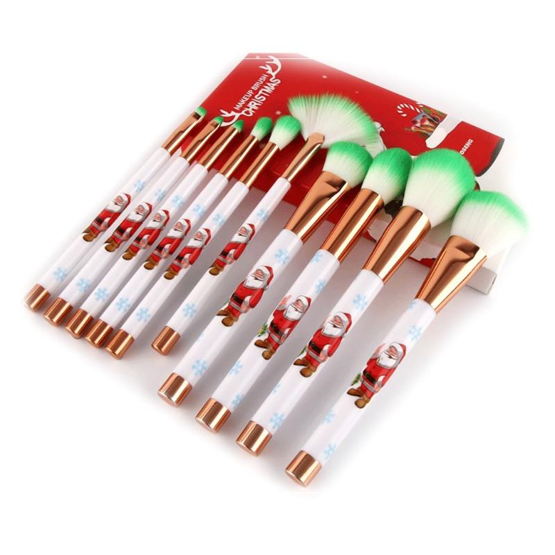 

2020 New 10Pcs Christmas Makeup Brushes Set Foundation Powder Eyeshadow Cosmetic Brush